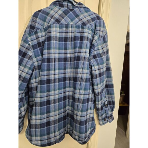 Outdoor Life Mens Blue Plaid Sherpa-Lined Flannel Jacket Size XL - Picture 3 of 8